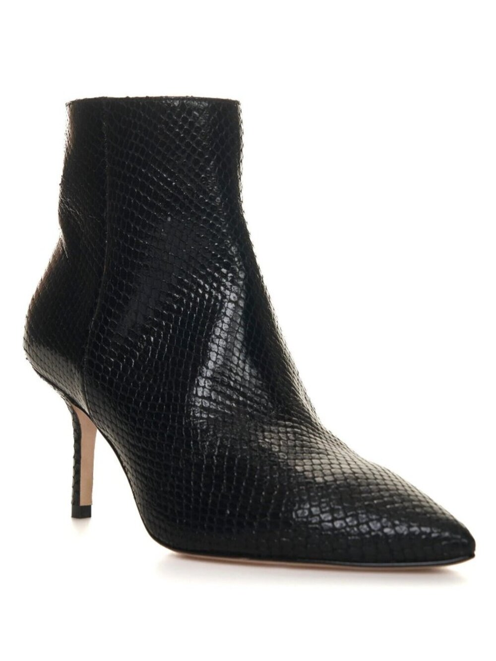 L'AGENCE Womens Aimee II Snake Embossed Leather Heel Bootie Black Size 40, US 10